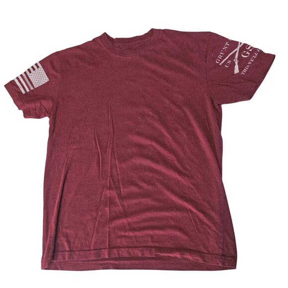 Grunt Style Basic Red Shoulder Flag Graphic Tee Women's M Patriotic 3586 - Picture 1 of 5